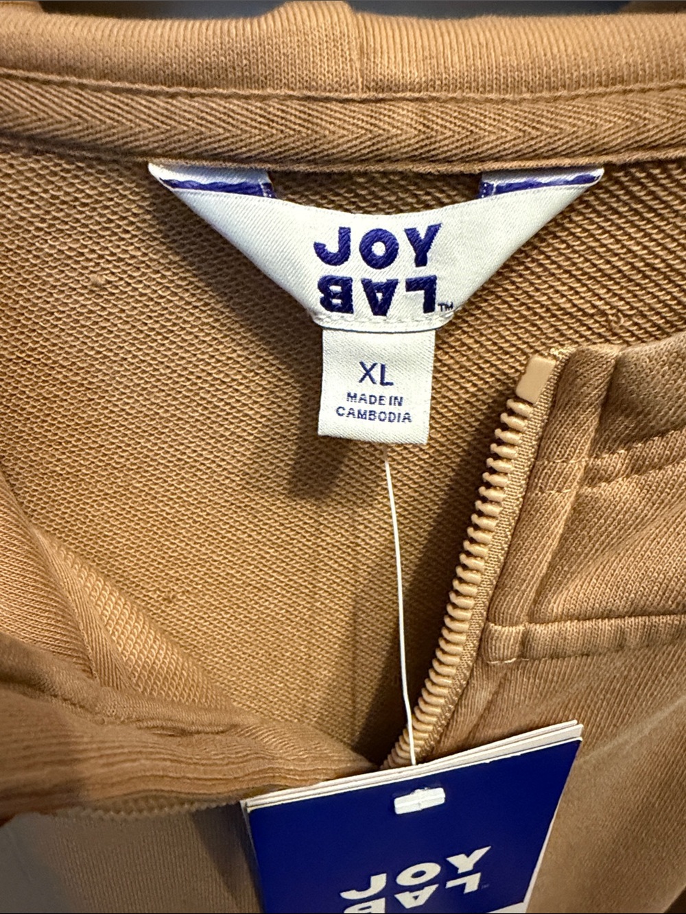 JoyLab Tan Half-Zip Hooded Pullover NWT - Picture 4 of 4